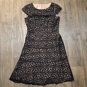 Anne Klein Black and Cream Lace Dress